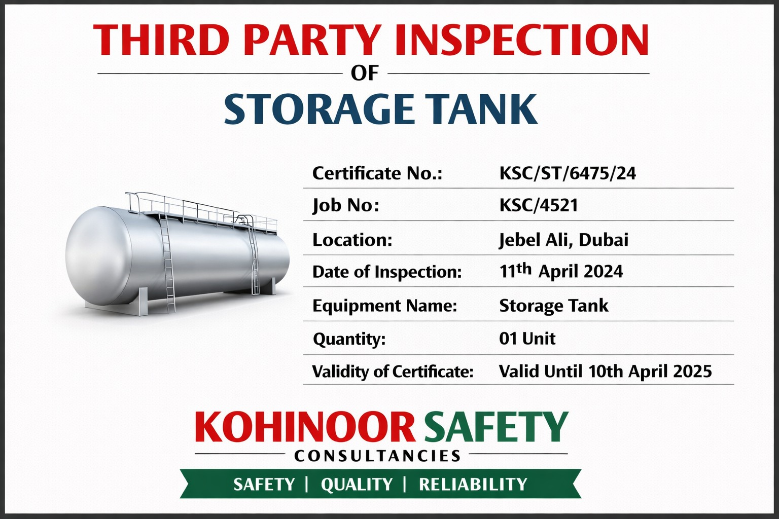 Third Party Inspection of Storage Tank